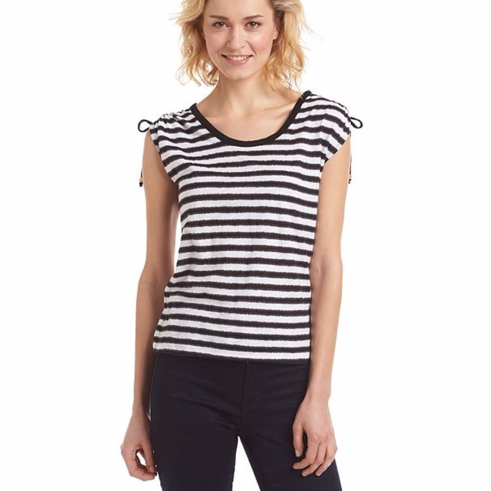 NWT! MICHAEL KORS Striped Sleeveless Ruched Top
